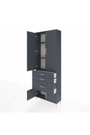 Arges Dolap 3 Raflı 3 Çekmeceli 4 Kapaklı 88x30x243 Antrasit-Antrasit