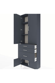 Arges Dolap 3 Raflı 3 Çekmeceli 4 Kapaklı 88x30x243 Antrasit-Antrasit