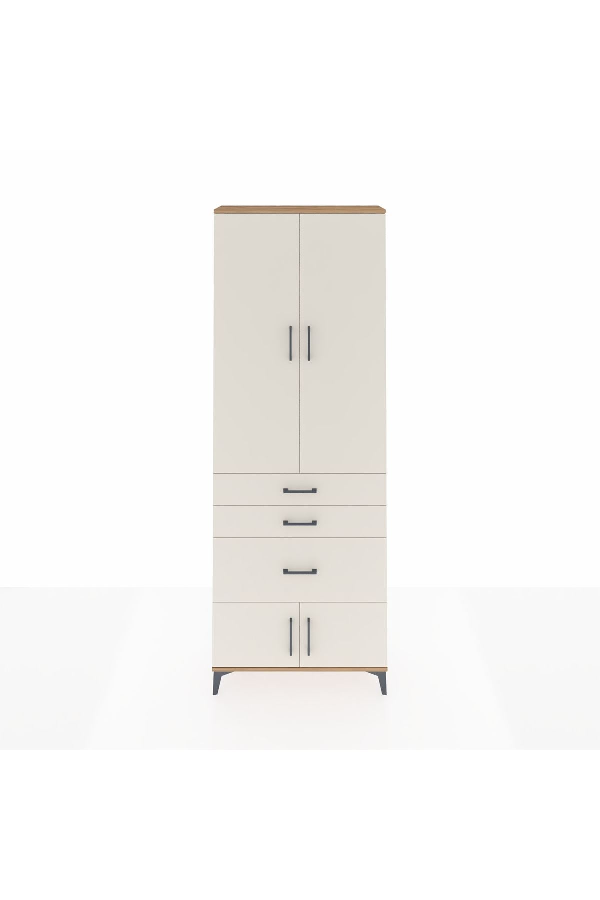 Arges Dolap 3 Raflı 3 Çekmeceli 4 Kapaklı 88x30x243 Çam-Aytaşı