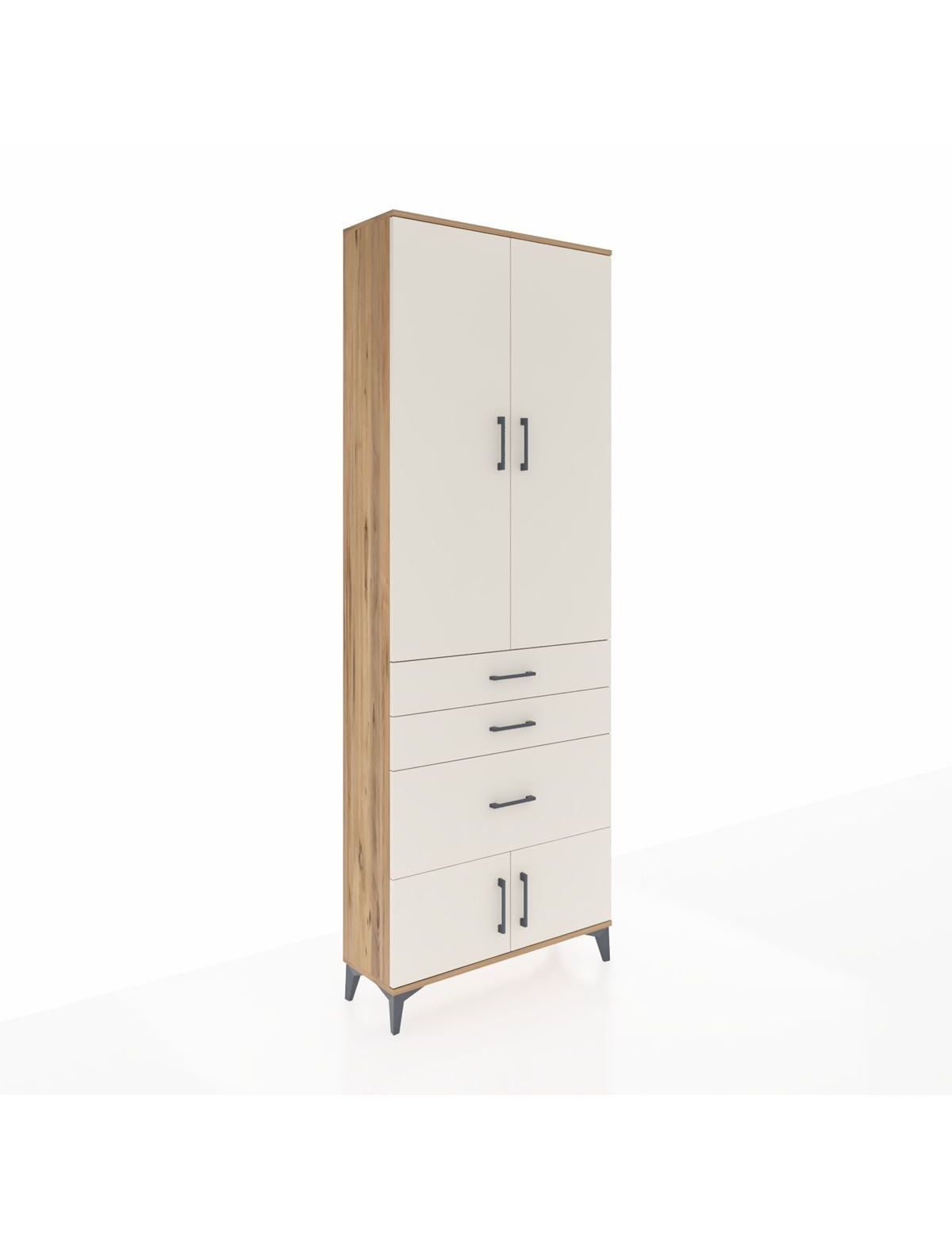 Arges Dolap 3 Raflı 3 Çekmeceli 4 Kapaklı 88x30x243 Çam-Aytaşı