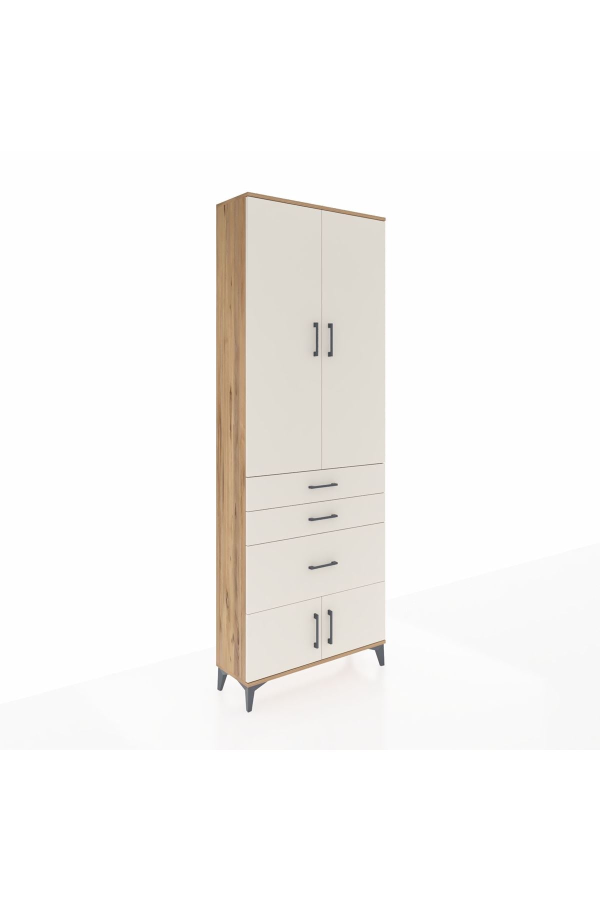 Arges Dolap 3 Raflı 3 Çekmeceli 4 Kapaklı 88x30x243 Çam-Aytaşı