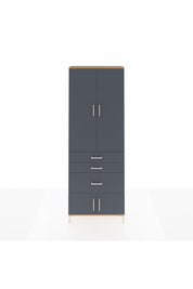 Arges Dolap 3 Raflı 3 Çekmeceli 4 Kapaklı 88x30x243 Çam-Antrasit