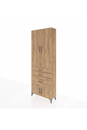 Arges Dolap 3 Raflı 3 Çekmeceli 4 Kapaklı 88x30x243 Çam-Çam
