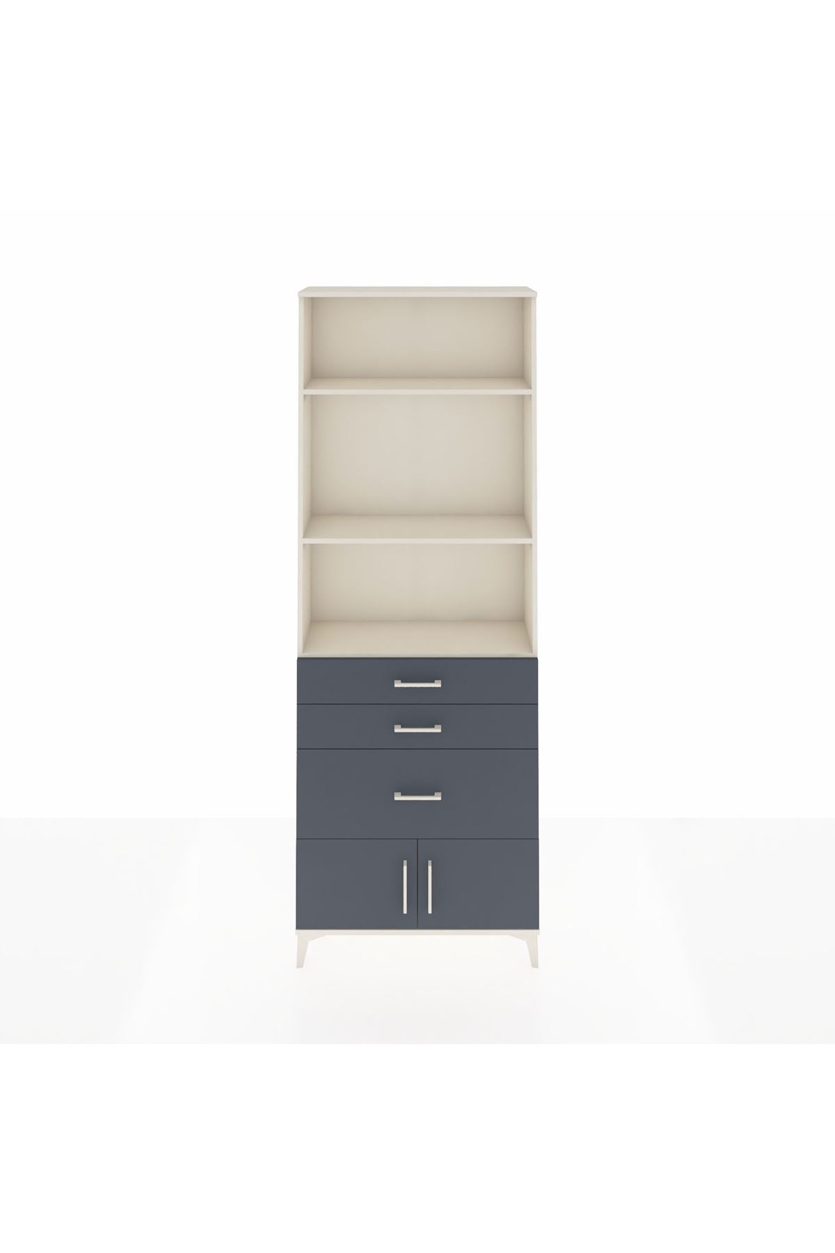 Arges Dolap 3 Raflı 3 Çekmeceli 2 Kapaklı 88x30x243 Aytaşı-Antrasit