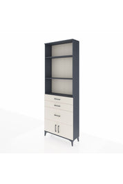 Arges Dolap 3 Raflı 3 Çekmeceli 2 Kapaklı 88x30x243 Antrasit-Aytaşı