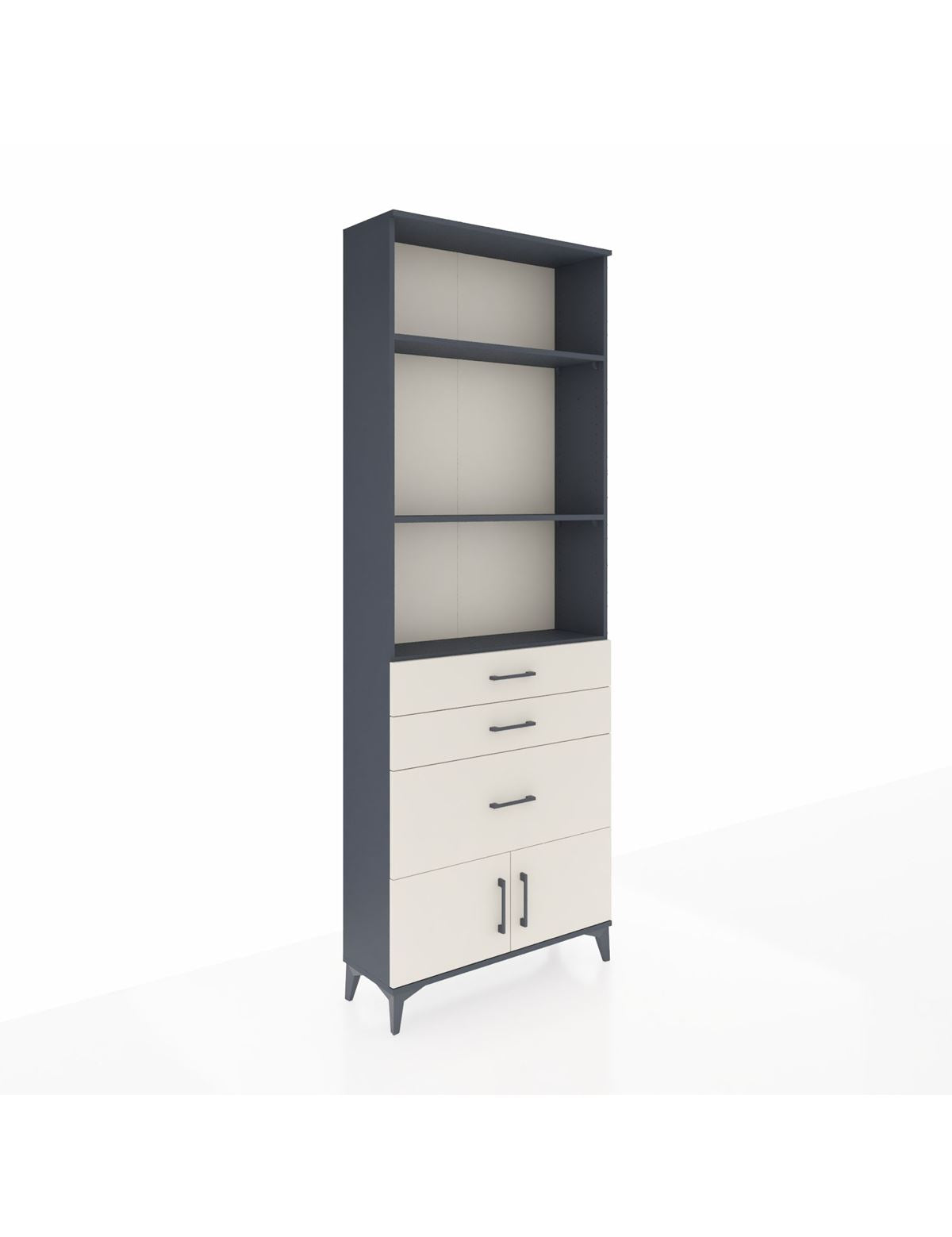 Arges Dolap 3 Raflı 3 Çekmeceli 2 Kapaklı 88x30x243 Antrasit-Aytaşı