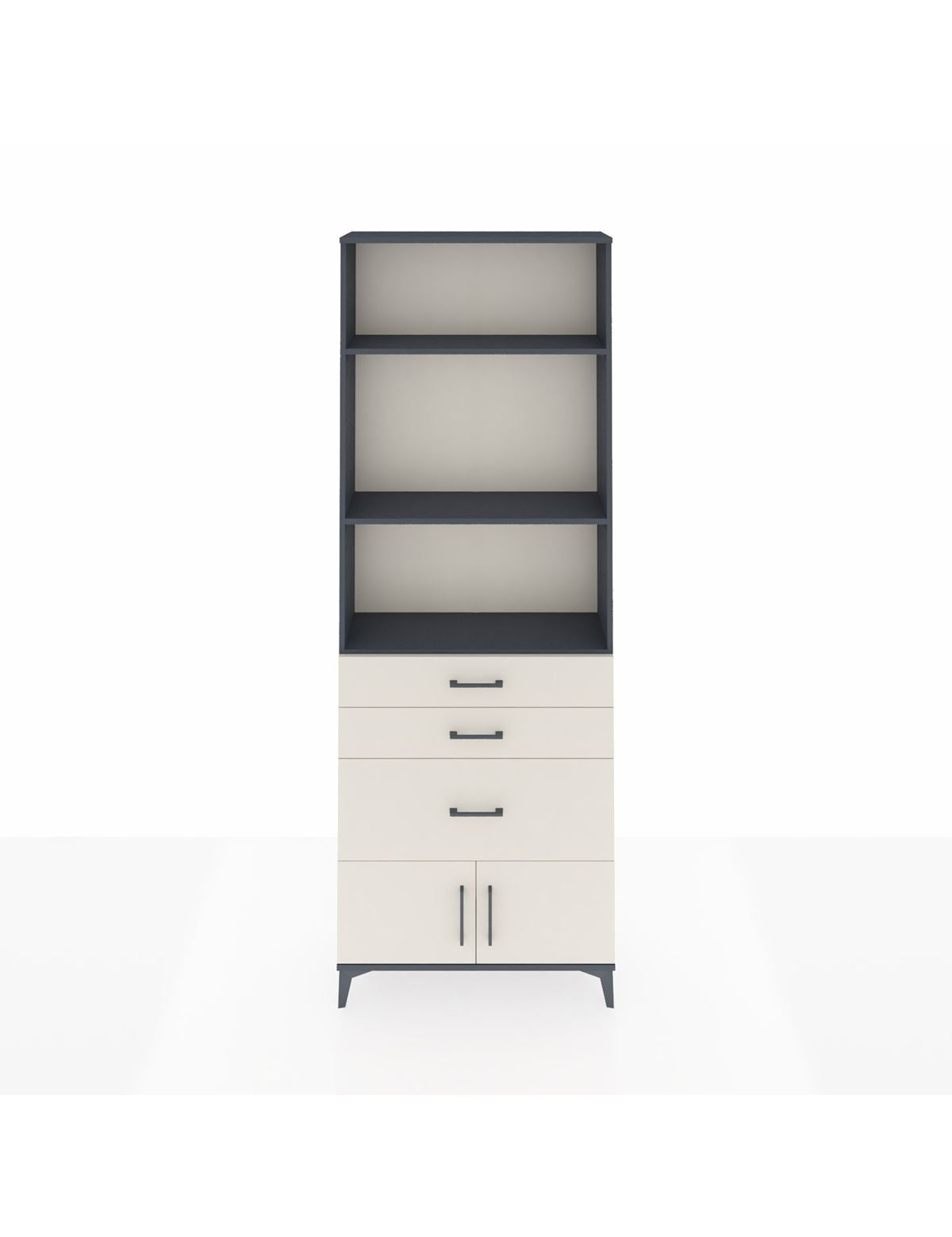 Arges Dolap 3 Raflı 3 Çekmeceli 2 Kapaklı 88x30x243 Antrasit-Aytaşı