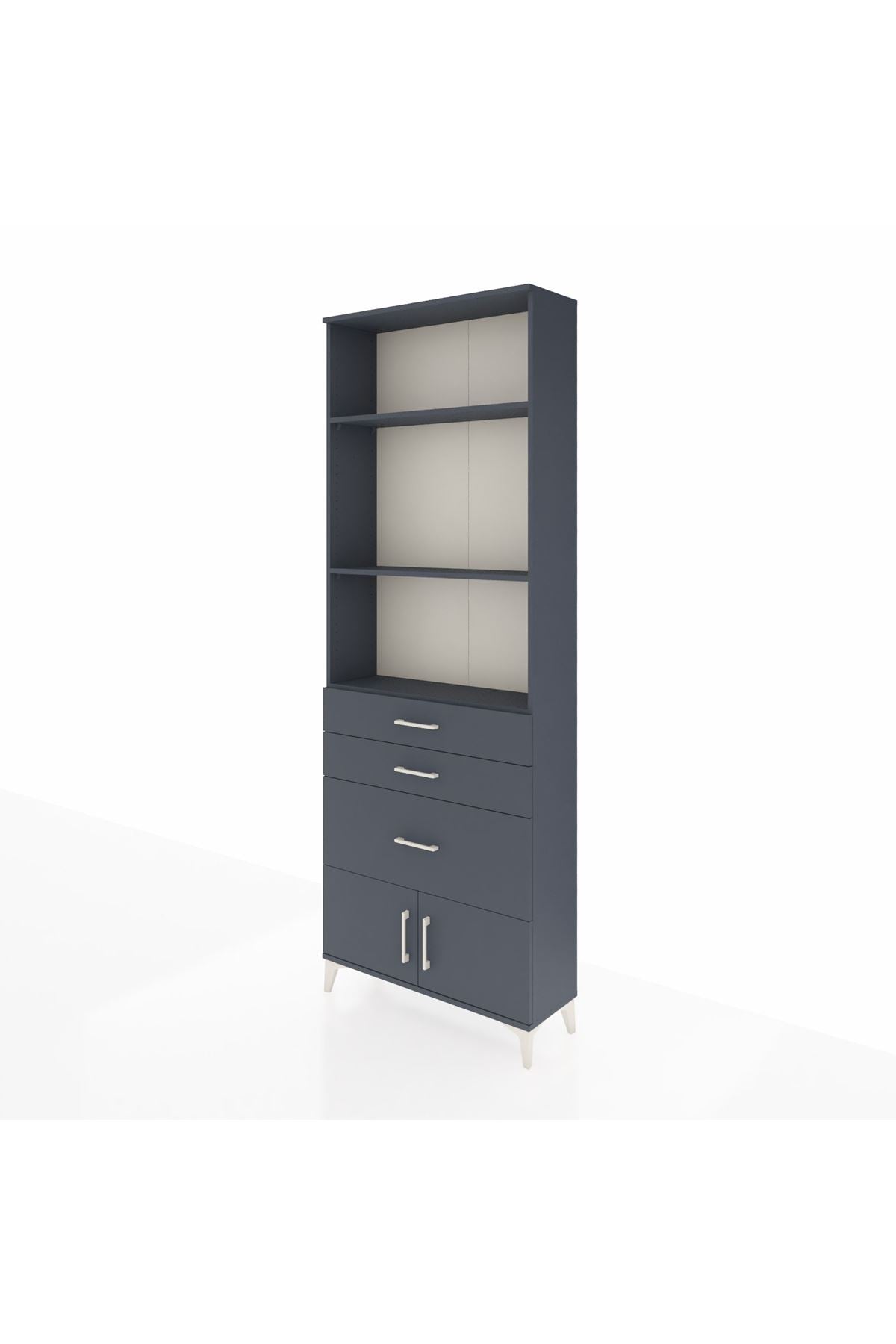 Arges Dolap 3 Raflı 3 Çekmeceli 2 Kapaklı 88x30x243 Antrasit-Antrasit