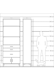 Arges Dolap 3 Raflı 3 Çekmeceli 2 Kapaklı 88x30x243 Antrasit-Antrasit