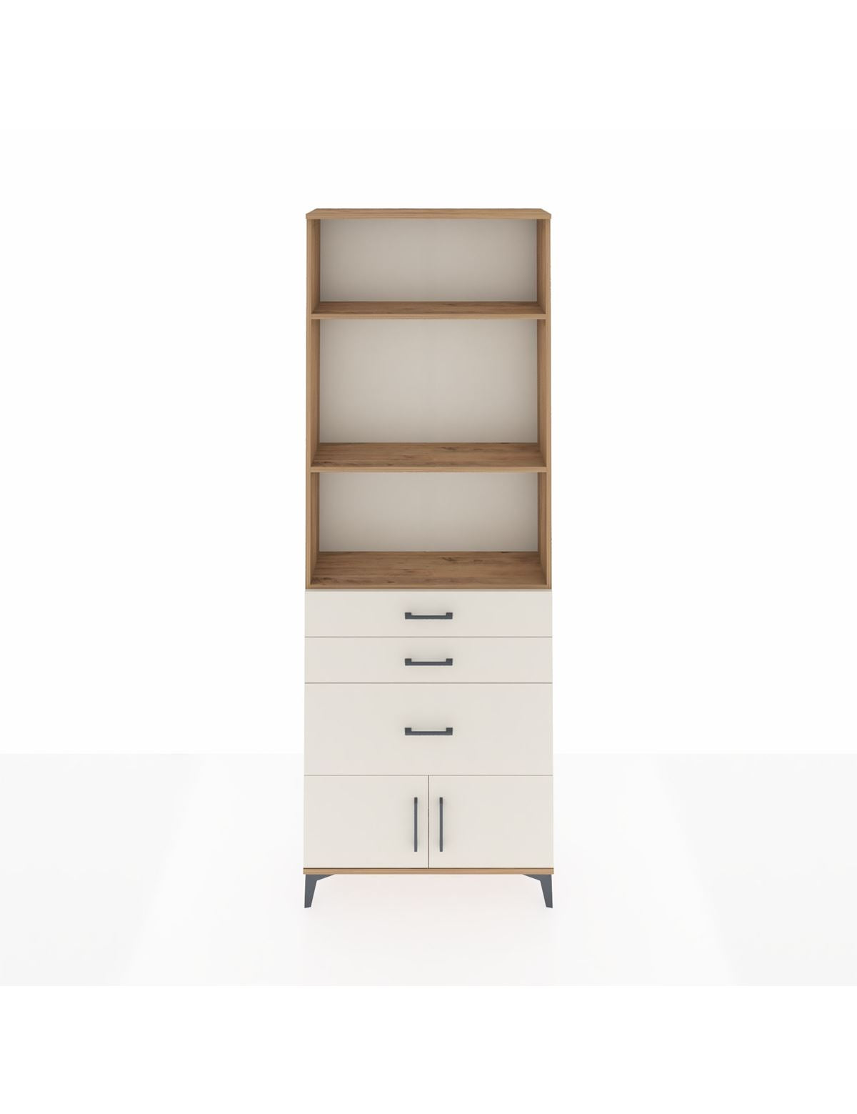 Arges Dolap 3 Raflı 3 Çekmeceli 2 Kapaklı 88x30x243 Çam-Aytaşı