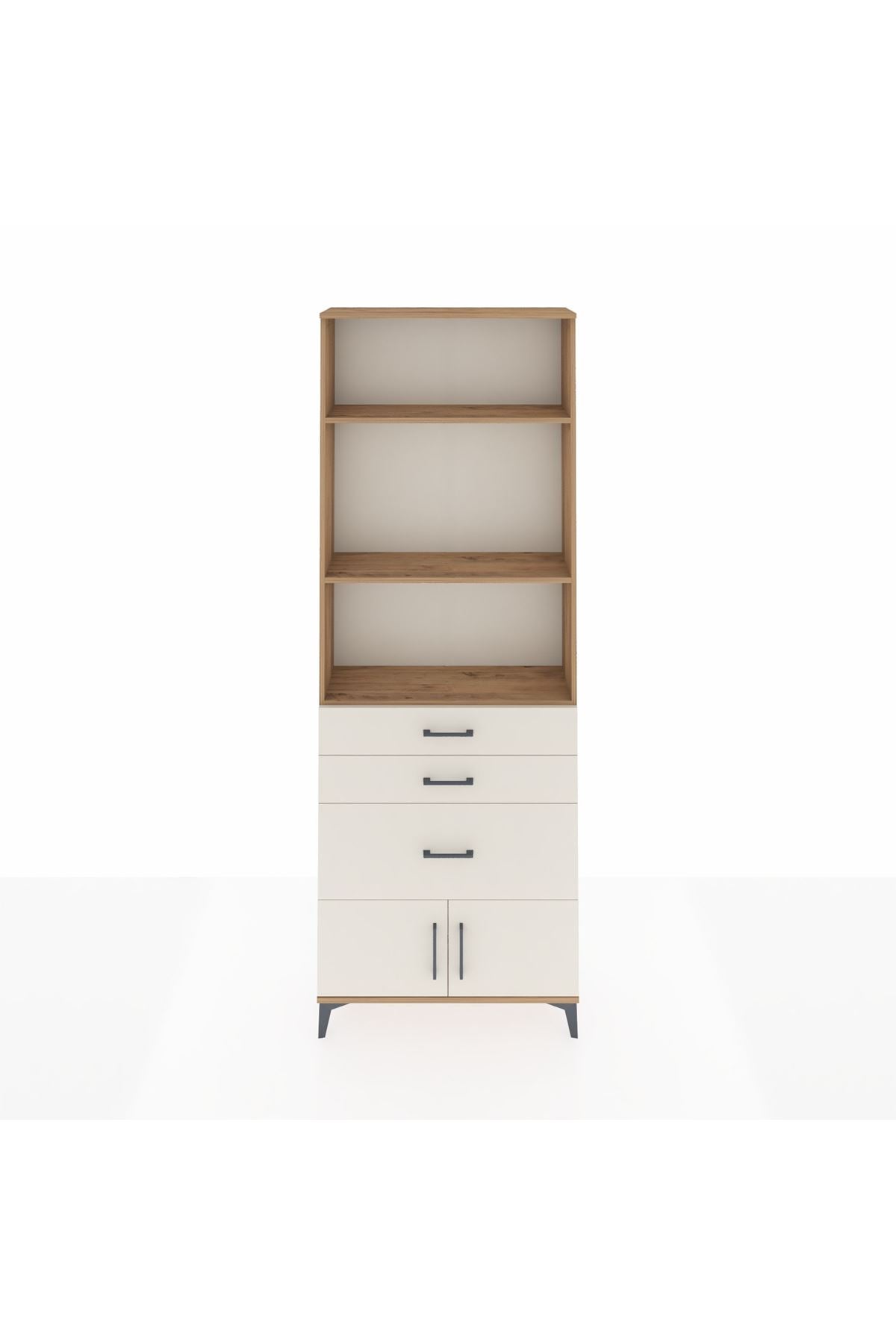 Arges Dolap 3 Raflı 3 Çekmeceli 2 Kapaklı 88x30x243 Çam-Aytaşı