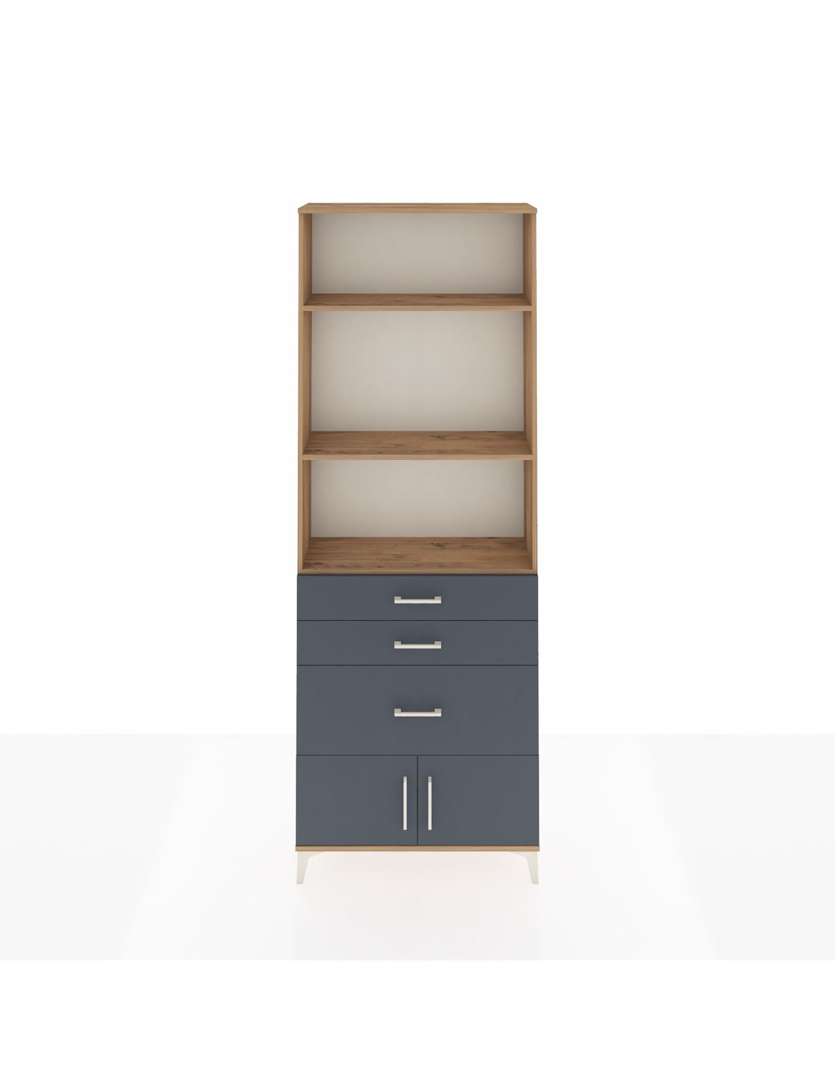 Arges Dolap 3 Raflı 3 Çekmeceli 2 Kapaklı 88x30x243 Çam-Antrasit