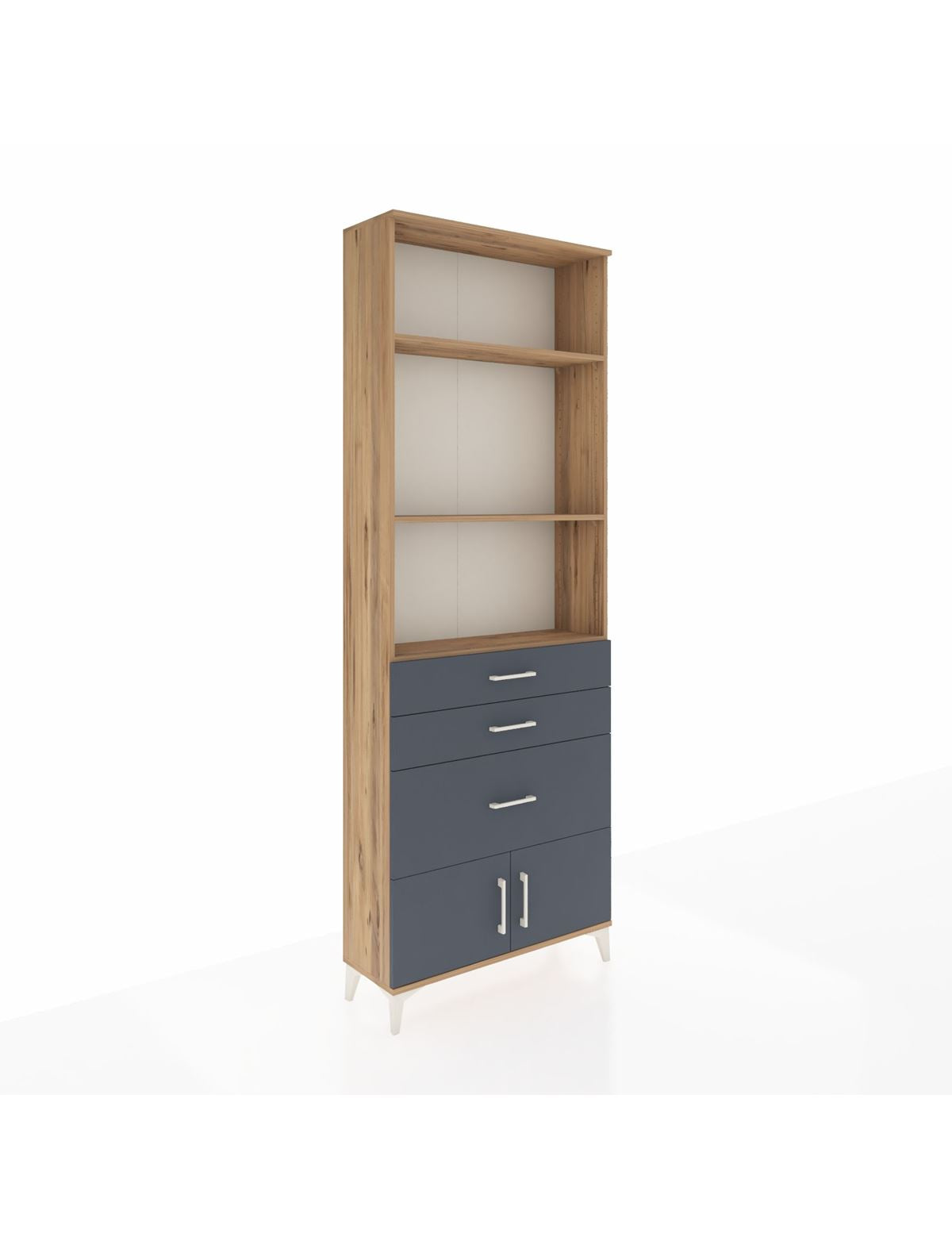 Arges Dolap 3 Raflı 3 Çekmeceli 2 Kapaklı 88x30x243 Çam-Antrasit