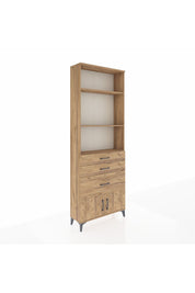Arges Dolap 3 Raflı 3 Çekmeceli 2 Kapaklı 88x30x243 Çam-Çam