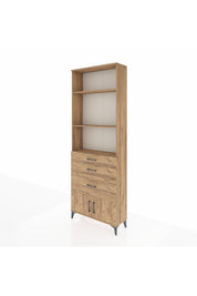 Arges Dolap 3 Raflı 3 Çekmeceli 2 Kapaklı 88x30x243 Çam-Çam