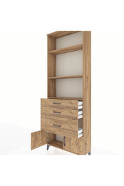 Arges Dolap 3 Raflı 3 Çekmeceli 2 Kapaklı 88x30x243 Çam-Çam