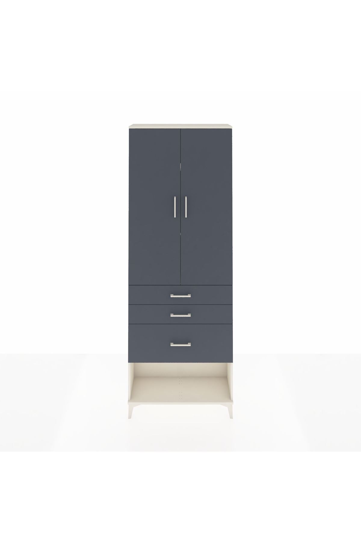 Arges Dolap 3 Raflı 3 Çekmeceli 2 Kapaklı 88x30x243 Aytaşı-Antrasit