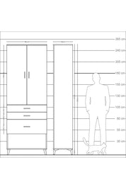 Arges Dolap 3 Raflı 3 Çekmeceli 2 Kapaklı 88x30x243 Aytaşı-Aytaşı