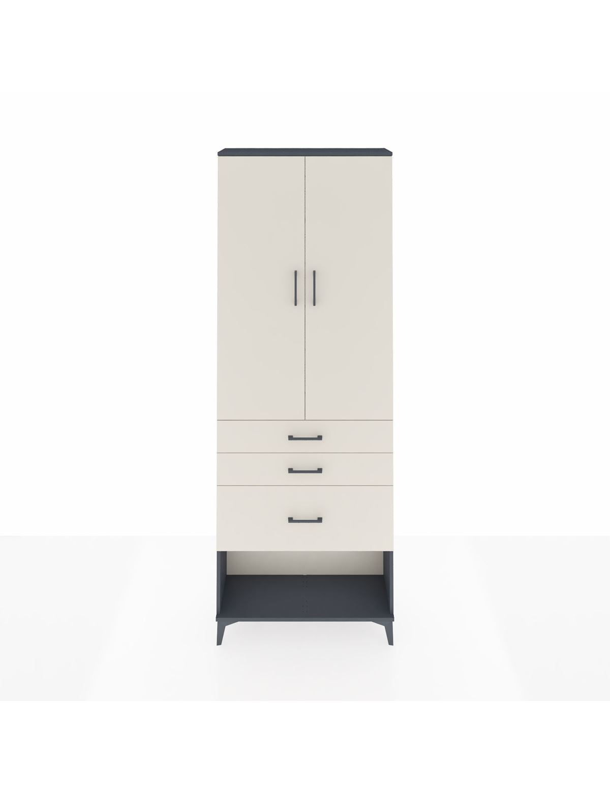 Arges Dolap 3 Raflı 3 Çekmeceli 2 Kapaklı 88x30x243 Antrasit-Aytaşı