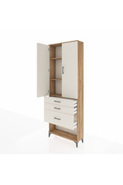 Arges Dolap 3 Raflı 3 Çekmeceli 2 Kapaklı 88x30x243 Çam-Aytaşı