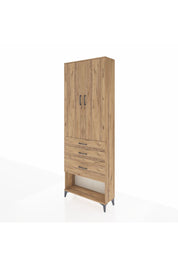 Arges Dolap 3 Raflı 3 Çekmeceli 2 Kapaklı 88x30x243 Çam-Çam