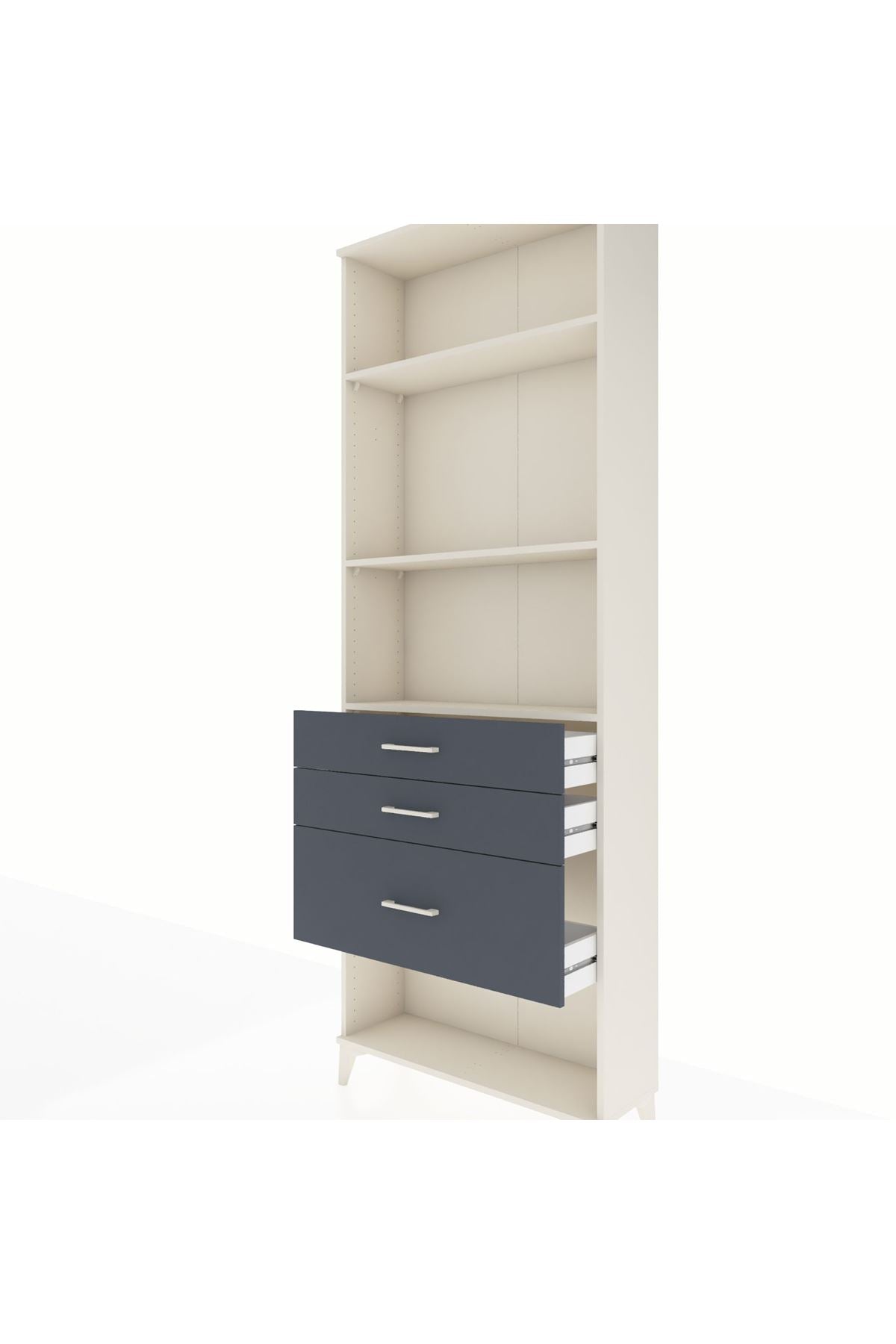 Arges Dolap 3 Raflı 3 Çekmeceli 88x30x243 Aytaşı-Antrasit