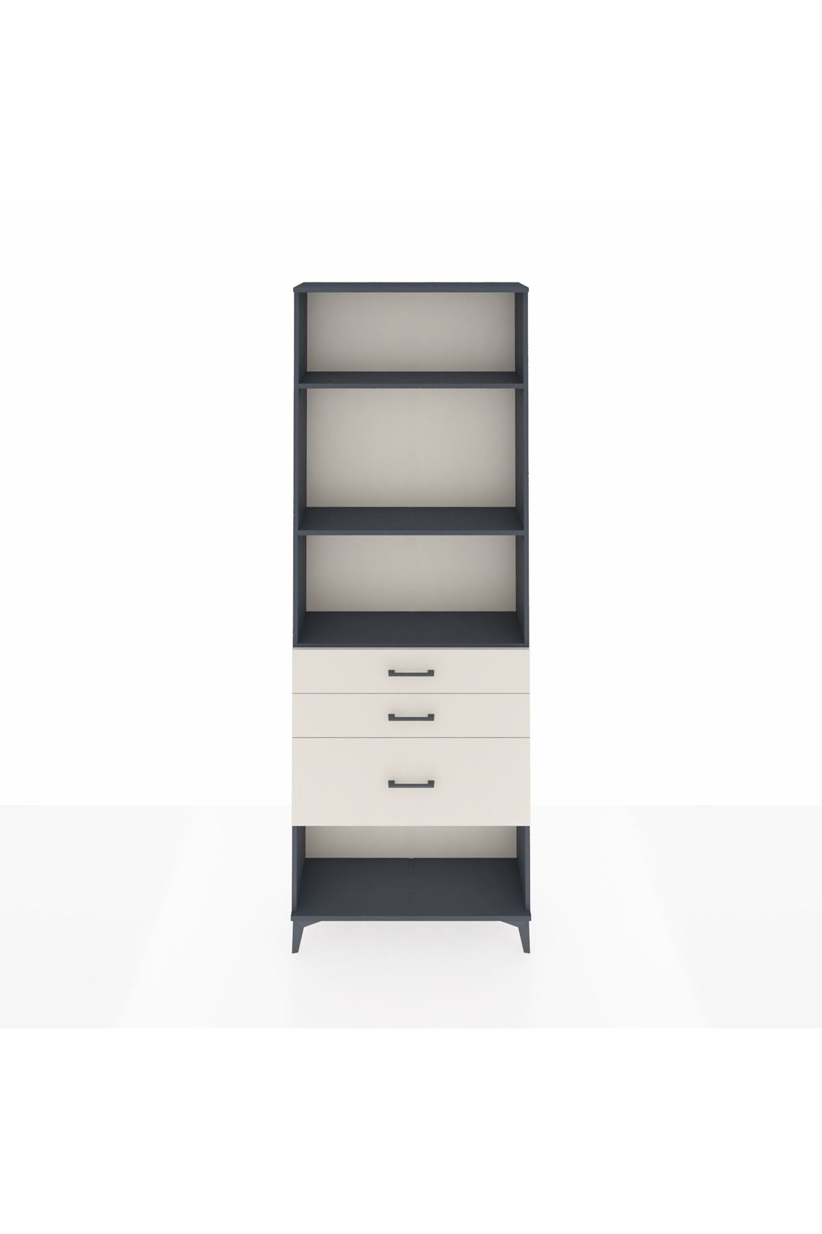 Arges Dolap 3 Raflı 3 Çekmeceli 88x30x243 Antrasit-Aytaşı