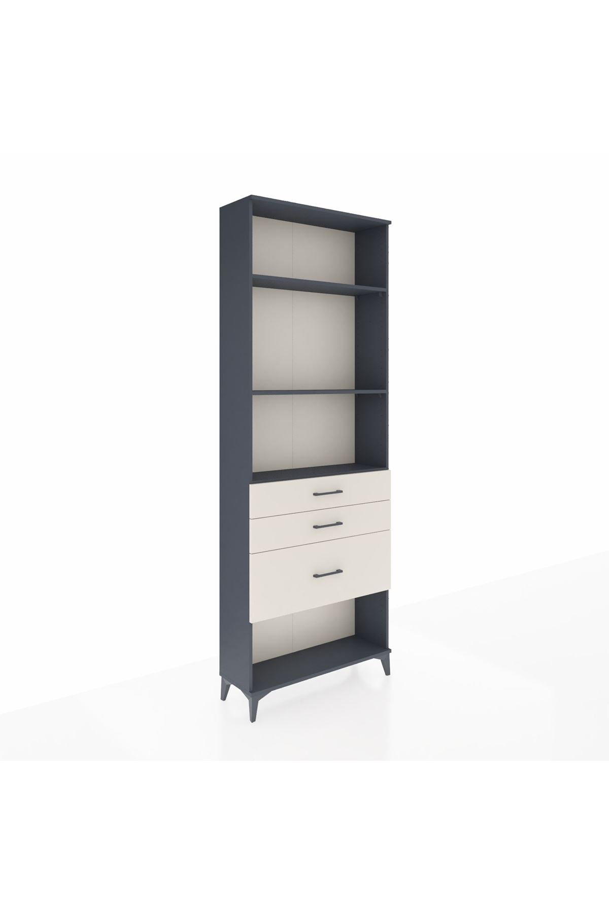 Arges Dolap 3 Raflı 3 Çekmeceli 88x30x243 Antrasit-Aytaşı