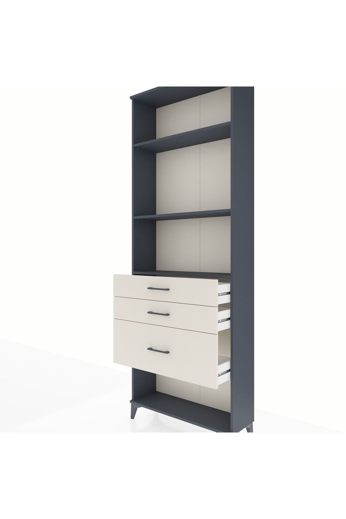 Arges Dolap 3 Raflı 3 Çekmeceli 88x30x243 Antrasit-Aytaşı