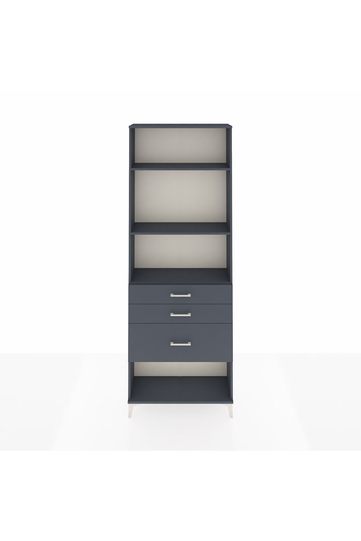 Arges Dolap 3 Raflı 3 Çekmeceli 88x30x243 Antrasit-Antrasit