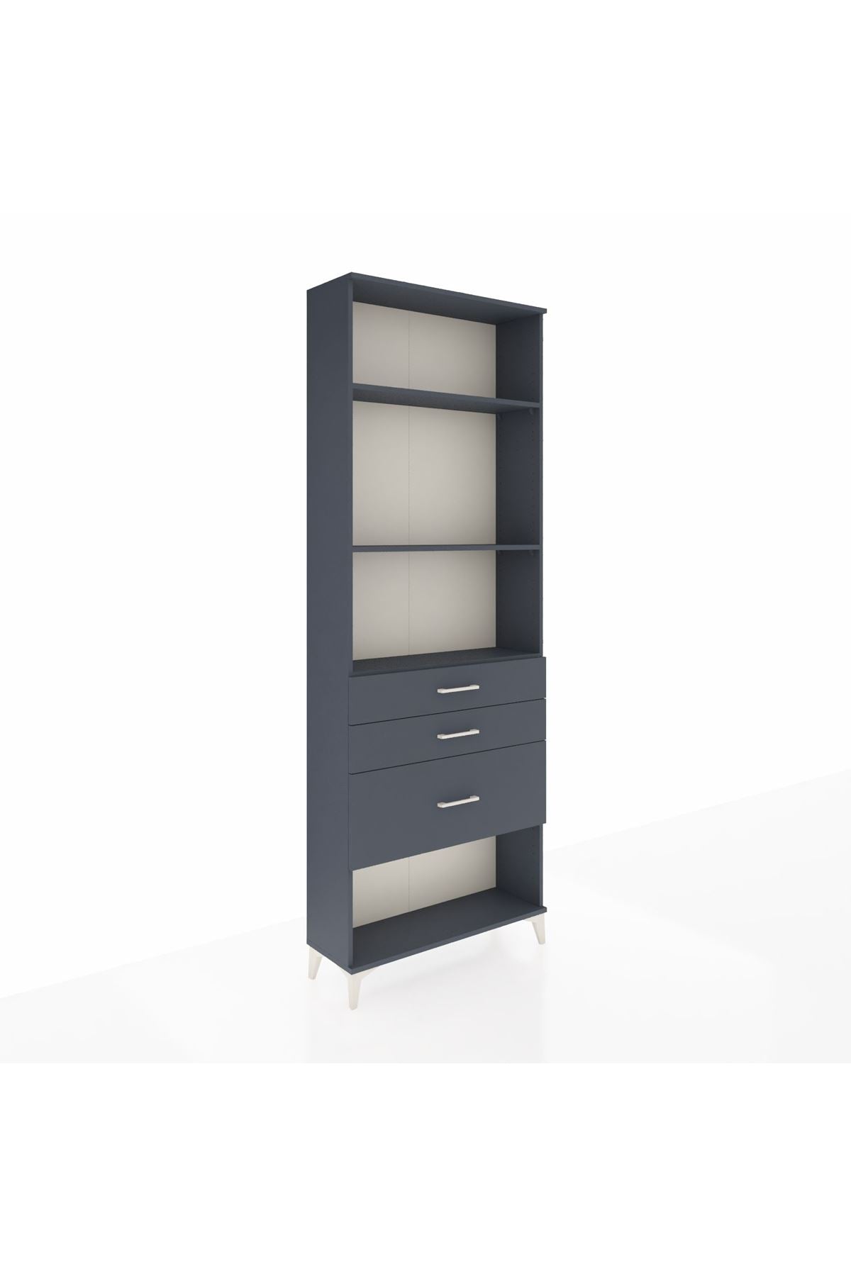 Arges Dolap 3 Raflı 3 Çekmeceli 88x30x243 Antrasit-Antrasit