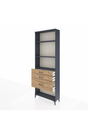 Arges Dolap 3 Raflı 3 Çekmeceli 88x30x243 Antrasit-Çam