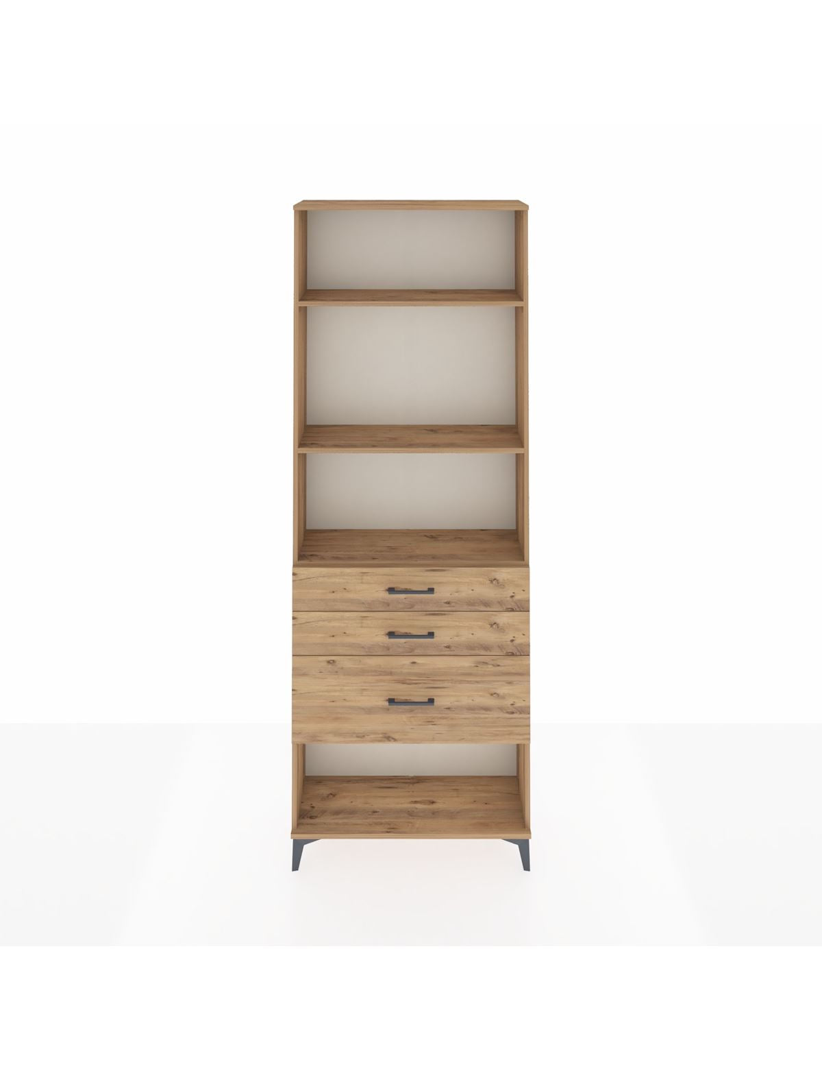 Arges Dolap 3 Raflı 3 Çekmeceli 88x30x243 Çam-Çam