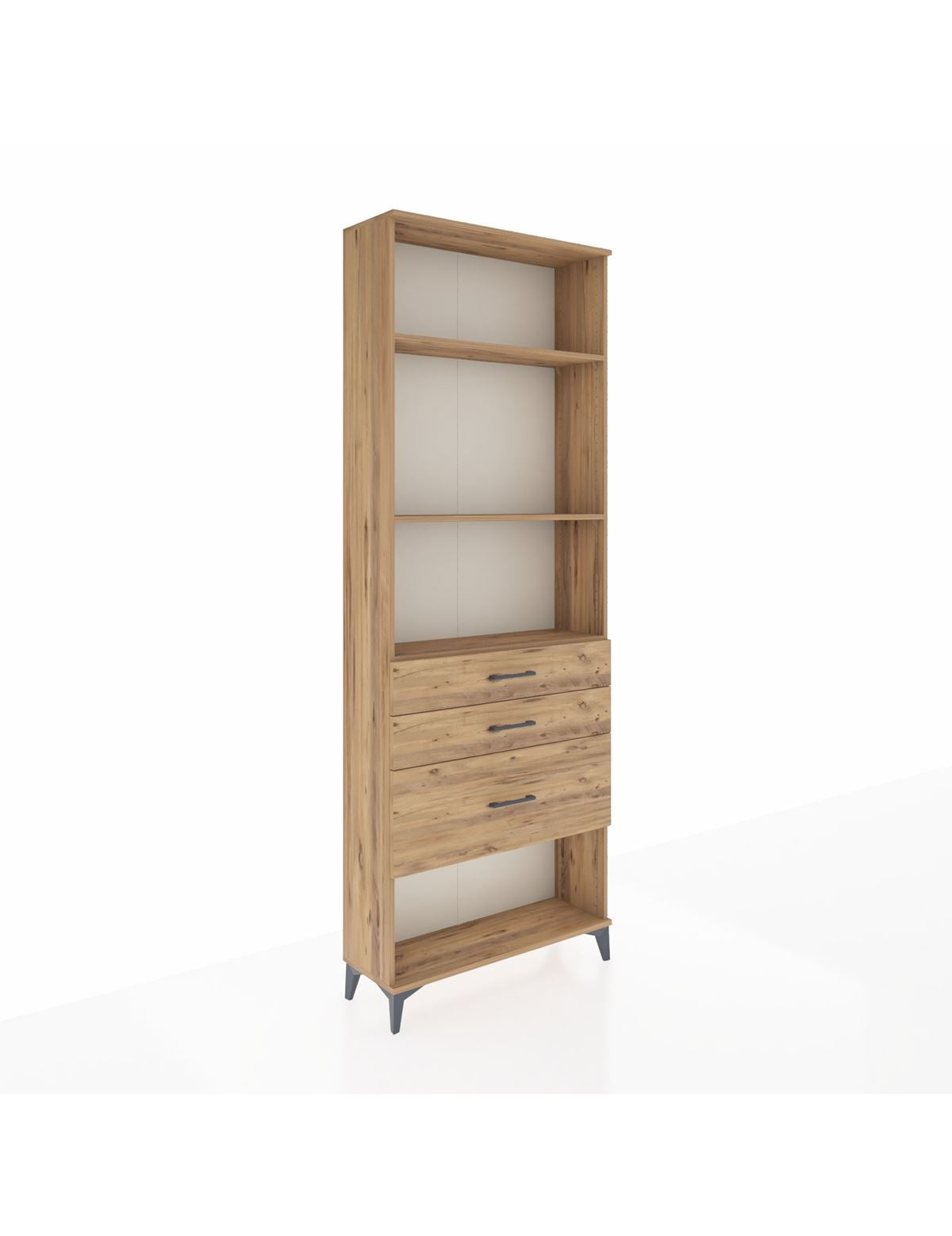 Arges Dolap 3 Raflı 3 Çekmeceli 88x30x243 Çam-Çam