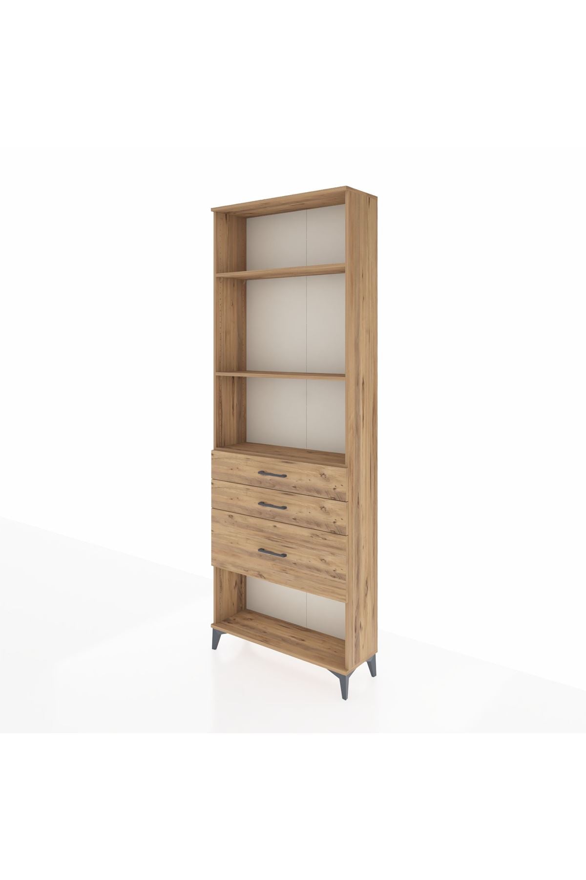 Arges Dolap 3 Raflı 3 Çekmeceli 88x30x243 Çam-Çam