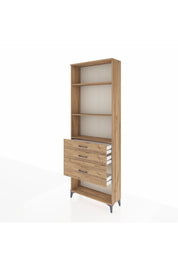 Arges Dolap 3 Raflı 3 Çekmeceli 88x30x243 Çam-Çam