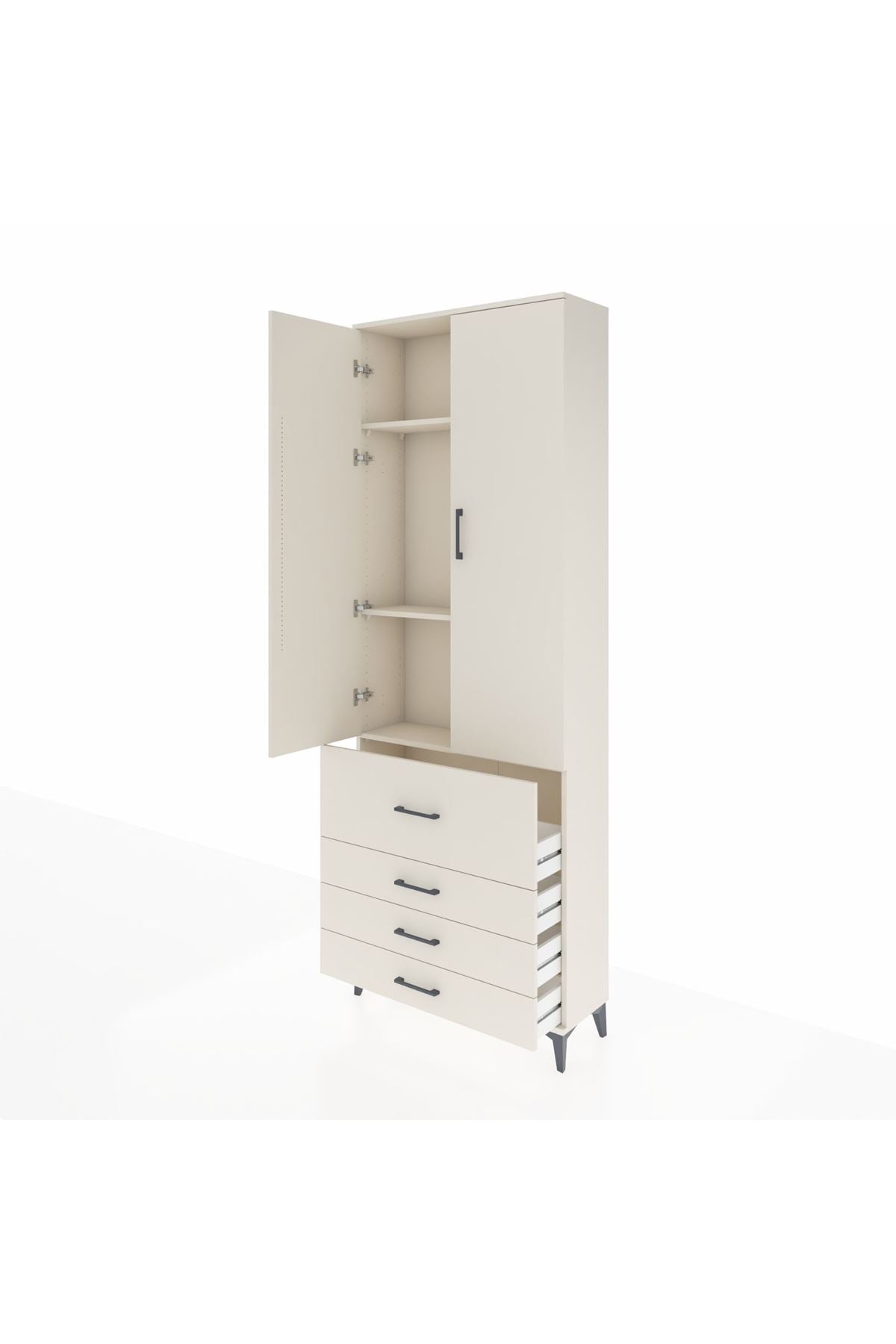 Arges Dolap 3 Raflı 4 Çekmeceli 2 Kapaklı 88x30x243 Aytaşı-Aytaşı