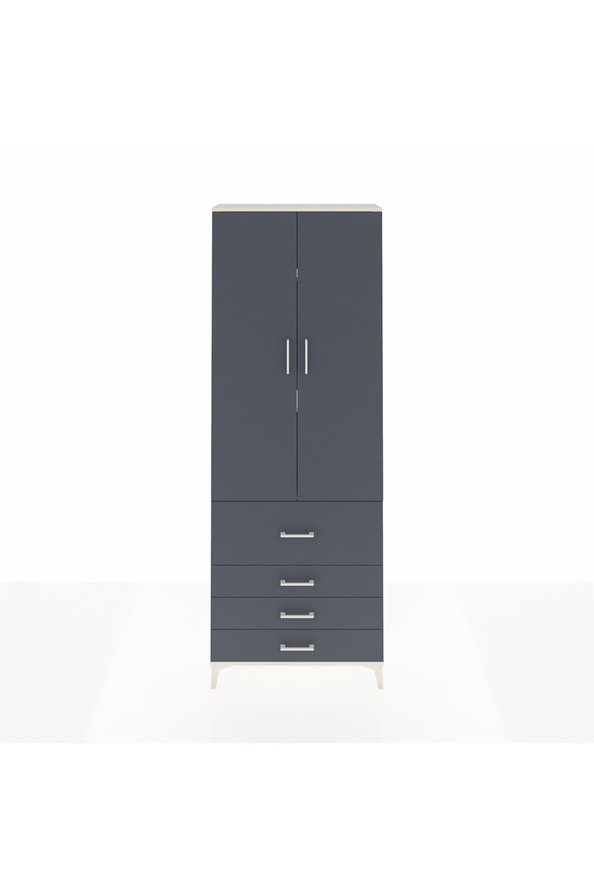 Arges Dolap 3 Raflı 4 Çekmeceli 2 Kapaklı 88x30x243 Aytaşı-Antrasit