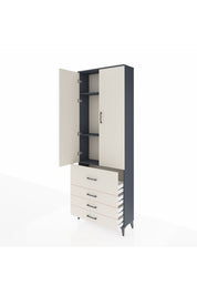 Arges Dolap 3 Raflı 4 Çekmeceli 2 Kapaklı 88x30x243 Antrasit-Aytaşı