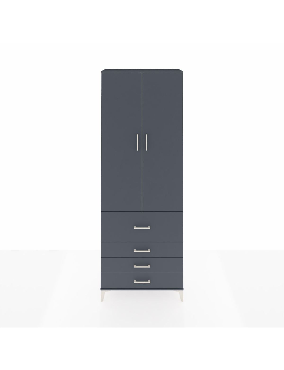 Arges Dolap 3 Raflı 4 Çekmeceli 2 Kapaklı 88x30x243 Antrasit-Antrasit