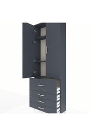 Arges Dolap 3 Raflı 4 Çekmeceli 2 Kapaklı 88x30x243 Antrasit-Antrasit