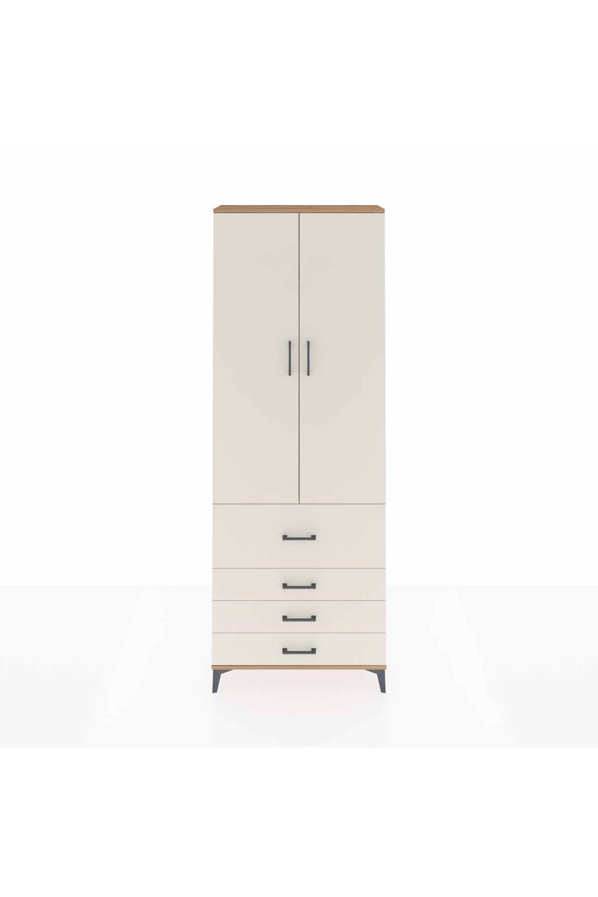 Arges Dolap 3 Raflı 4 Çekmeceli 2 Kapaklı 88x30x243 Çam-Aytaşı