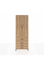 Arges Dolap 3 Raflı 4 Çekmeceli 2 Kapaklı 88x30x243 Çam-Çam