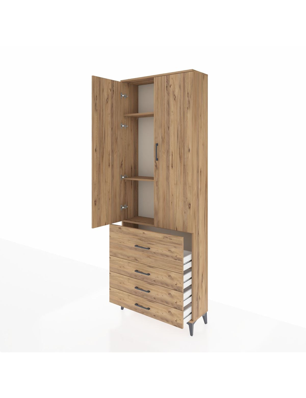 Arges Dolap 3 Raflı 4 Çekmeceli 2 Kapaklı 88x30x243 - S33M043V9A