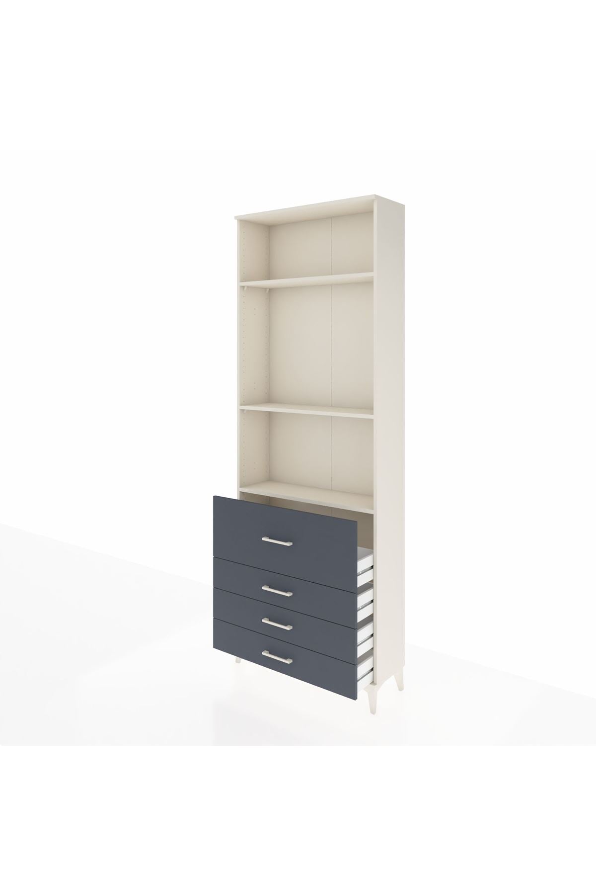 Arges Dolap 3 Raflı 4 Çekmeceli 88x30x243 Aytaşı-Antrasit