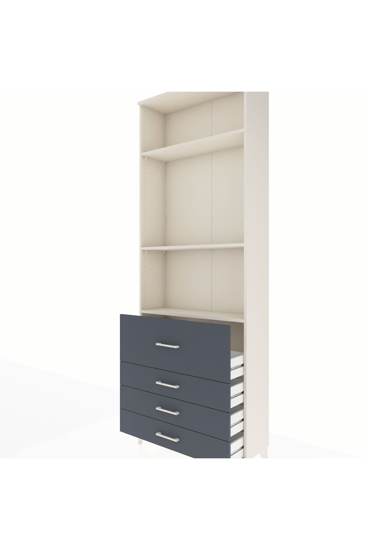 Arges Dolap 3 Raflı 4 Çekmeceli 88x30x243 Aytaşı-Antrasit