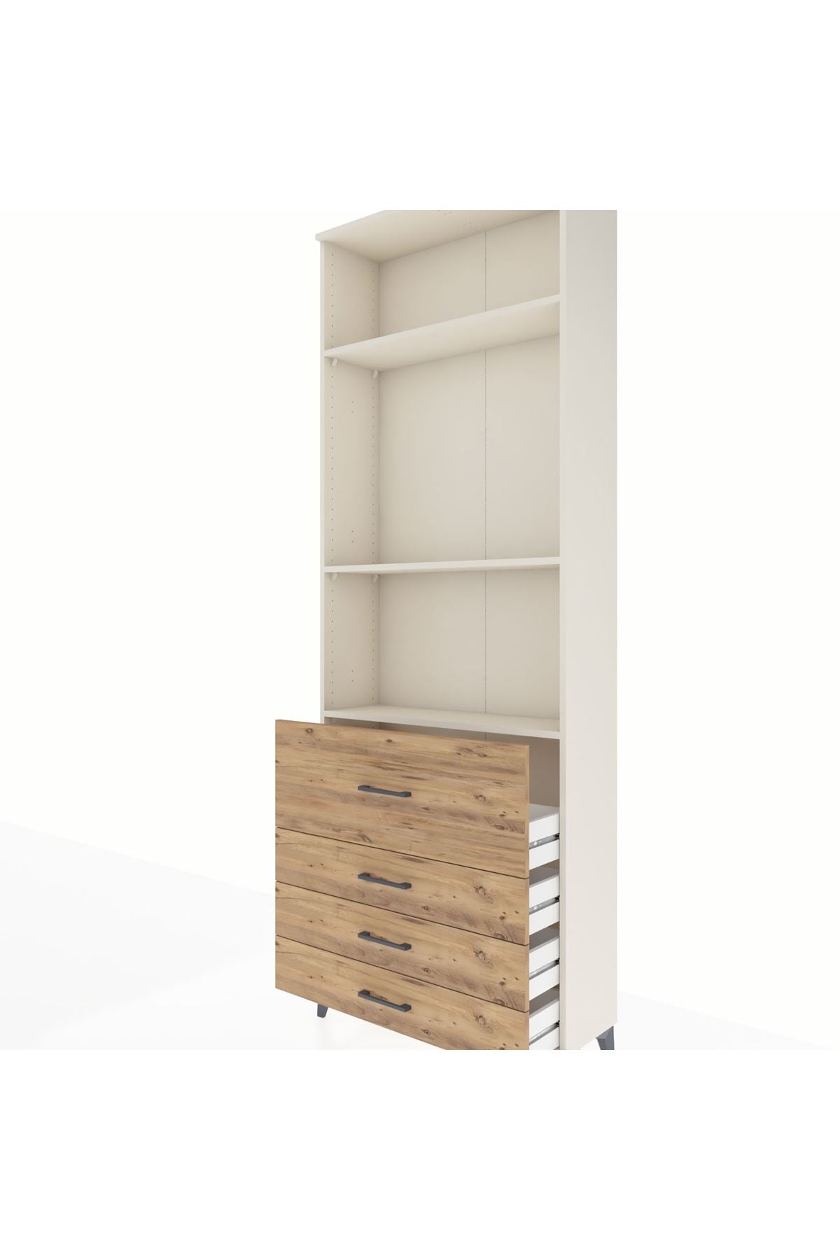 Arges Dolap 3 Raflı 4 Çekmeceli 88x30x243 Aytaşı-Çam