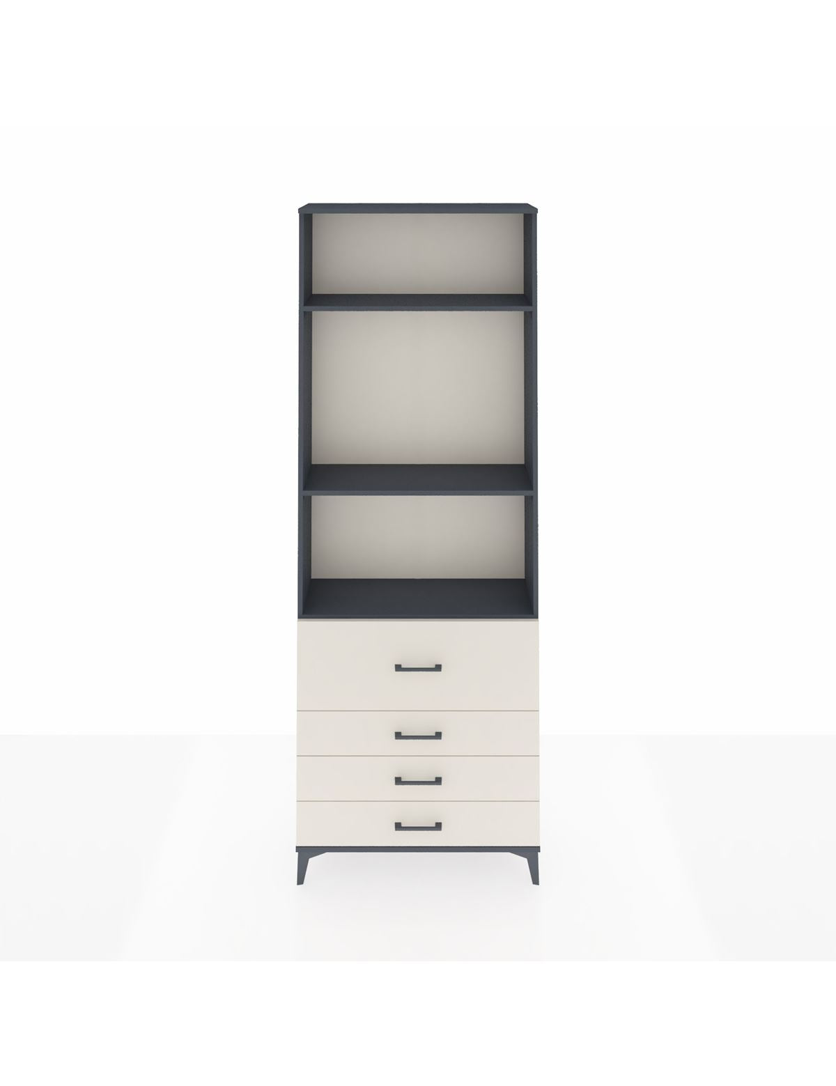 Arges Dolap 3 Raflı 4 Çekmeceli 88x30x243 Antrasit-Aytaşı