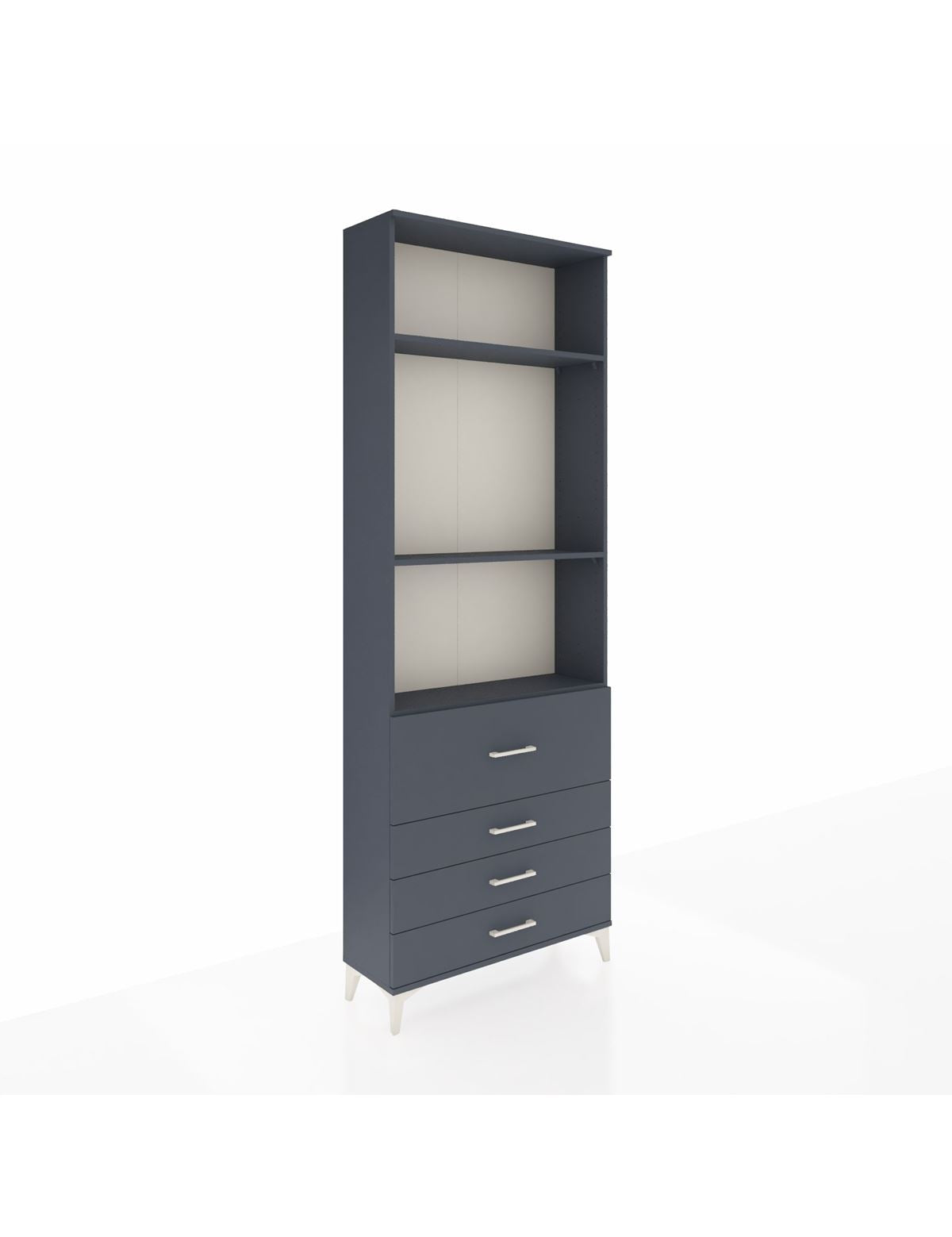 Arges Dolap 3 Raflı 4 Çekmeceli 88x30x243 Antrasit-Antrasit