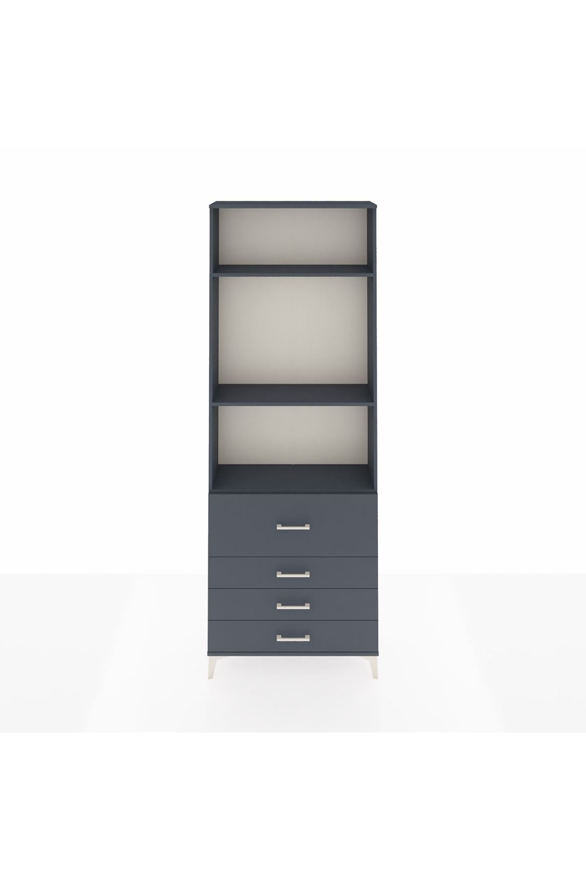 Arges Dolap 3 Raflı 4 Çekmeceli 88x30x243 Antrasit-Antrasit